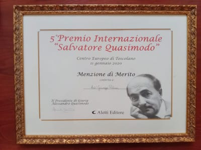 Finalista al Premio internazionale di Letteratura Salvatore Quasimodo - 2020