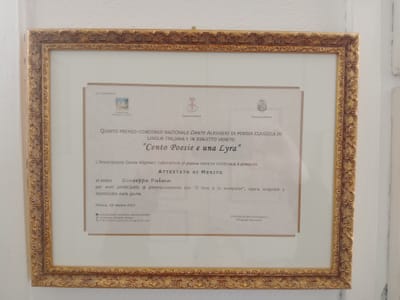 Menzione di merito al IV° premio nazionale di poesia classica Dante Alighieri - 2010