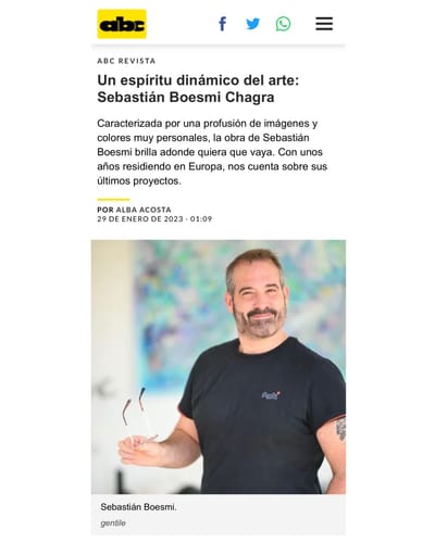 Un espíritu dinámico del arte: Sebastián Boesmi Chagra. Diario ABC, Asunción, Paraguay 2023