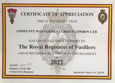 AMG London ltd support The Royal Regiment of Fusiliers