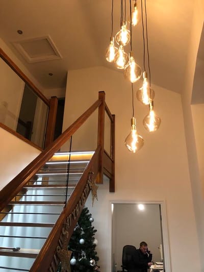 Busy day fitting a very beautiful light fitting today.Another very happy customer 😁 -