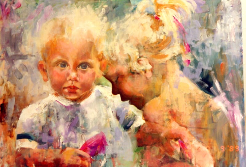 Porträtt i olika medium, kol, blyerts, krita, pastell, olja, akvarell