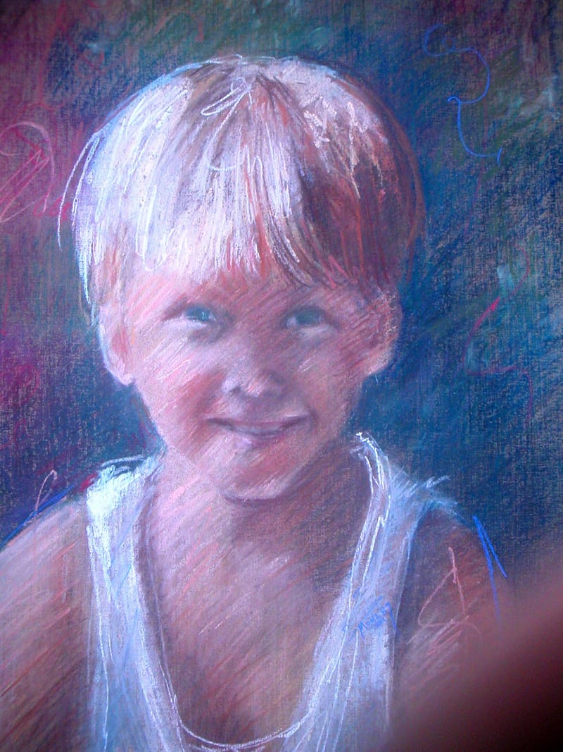 Porträtt i olika medium, kol, blyerts, krita, pastell, olja, akvarell