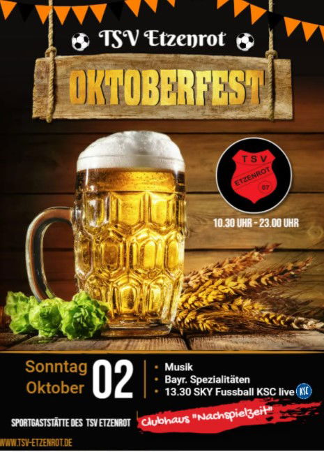 Aus dem Verein: Oktoberfest-Tag im TSV-Clubhaus "Nachspielzeit" am 2. Oktober!