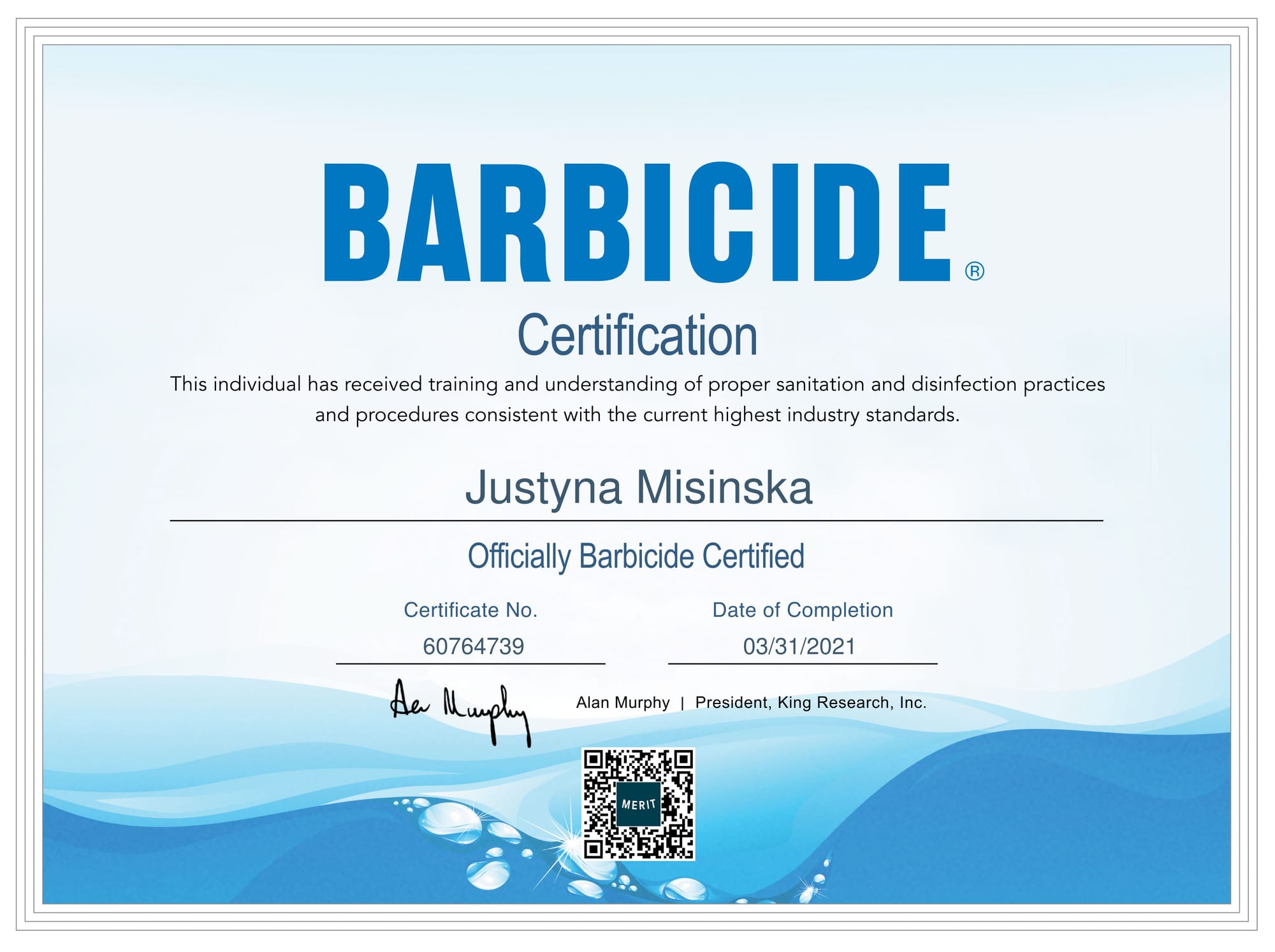 Barbicide Certification