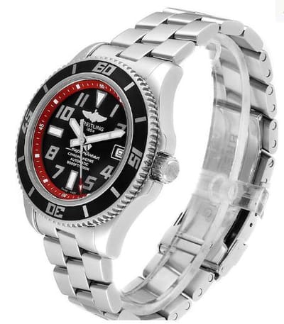 Replika Uhren Breitling Superocean 42 Automatik Abyss Schwarzer roter Stahl